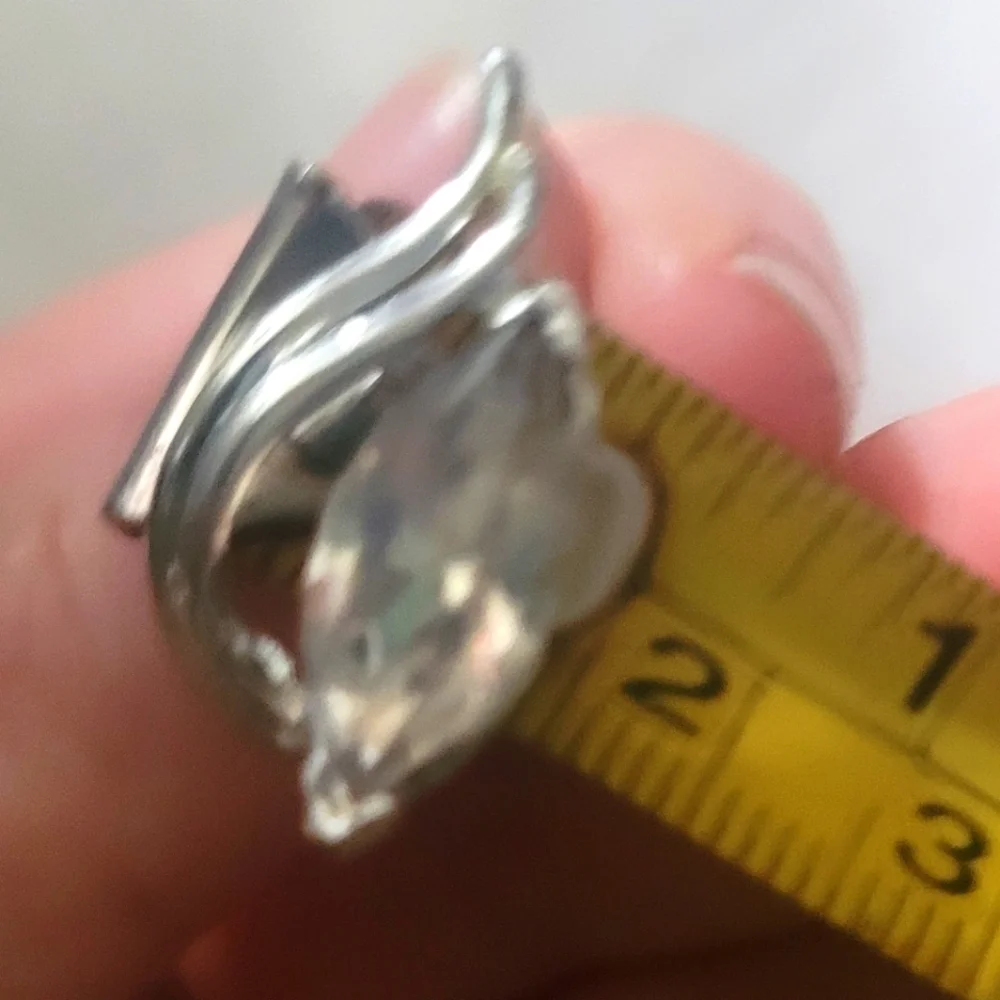 Earrings Screw on clip Silver plated Marquis cut cubic zirconia Vintage